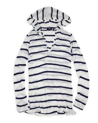 Splendid Girls' Nautical Stripe Hooded Tunic Cover Up - Sizes S-L