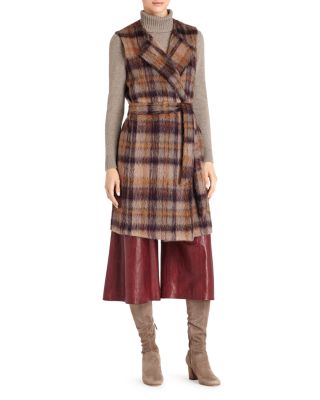 Lafayette 148 New York Tai Belted Plaid Vest