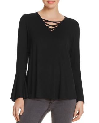 Kim & Cami Bell Sleeve Criss-Cross Top