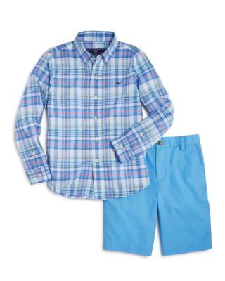 Vineyard Vines Boys' Pastel yPlaid Shirt & Twill Shorts