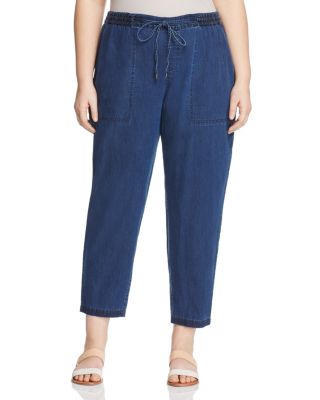 Eileen Fisher Plus Drawstring Denim Ankle Pants