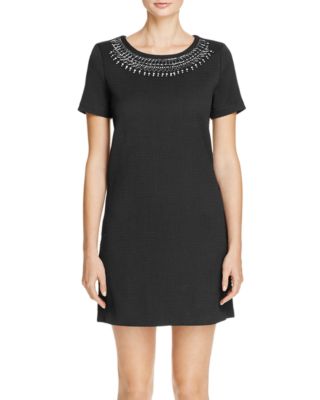 cupcakes and cashmere Madora Embellished Textured Shift Dress