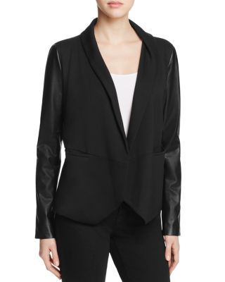 Lyssé York Faux Leather Sleeve Knit Blazer