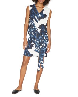 HALSTON HERITAGE Printed V-Neck Dress