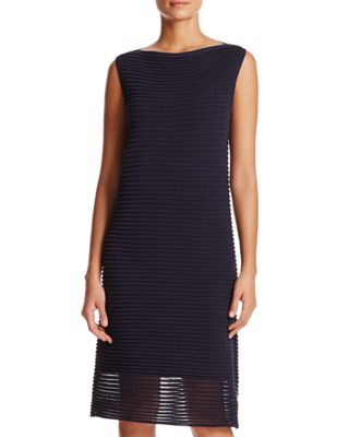 Lafayette 148 New York Sheer-Hem Textured Stripe Dress