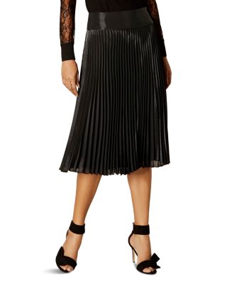 KAREN MILLEN Metallic Pleated Midi Skirt