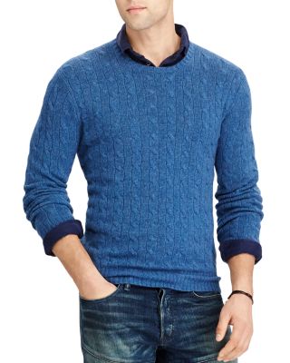 Polo Ralph Lauren Cable-knit Cashmere Crewneck Sweater In Heather Blue